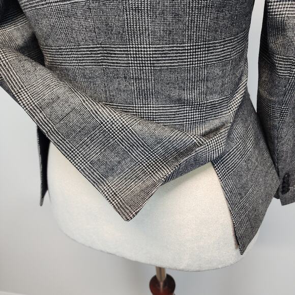 Hackett London Check Blazer Lady Jacket Size S Grey Wool Cashmere Office Chic - Picture 9 of 16
